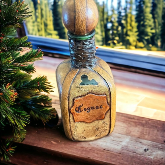 Vintage Italian Leather Wrapped Cognac Bottle - Picture 5 of 16